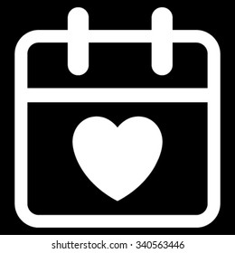 Love Day vector icon. Style is flat symbol, white color, rounded angles, black background.