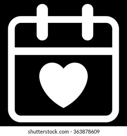 Love Day vector icon. Style is flat symbol, white color, rounded angles, black background.