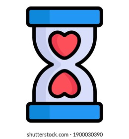 amor, línea muerta, icono de la línea de color del reloj de arena
