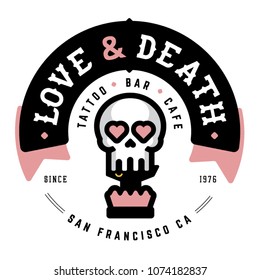 Love and Death Vector Logo, Badge for apparel, t shirt