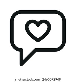 Love declaration isolated icon, love bubble linear icon, heart chat outline vector icon with editable stroke