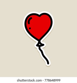 Love decoration ornament heart shape romantic balloons. Valentine's day icon, doodle, hand drawn. Decoration for greeting cards, posters, patches, prints for clothes, emblems, sticker, icon, logo.