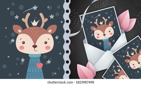 Love deer - idea for greeting card.