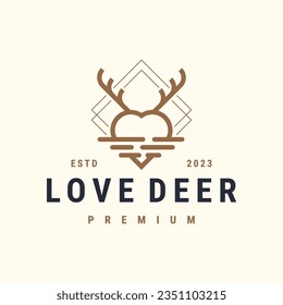 Love deer logo vector icon illustration hipster vintage retro