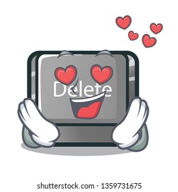 In love delete button in the shape mascot