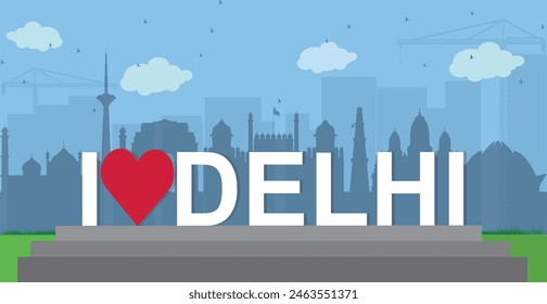 Liebe Delhi Kreative Vektorgrafik Ich liebe Delhi Vektorillustration Delhi Stadt Skyline 