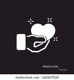 Love delivery. Icon of a hand delivering a heart. Editable vector.