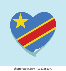 I love Democratic Republic of the Congo flag heart vector illustration