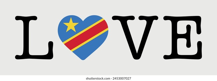 I Love Democratic Republic Congo flag heart icon vector illustration