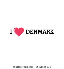I Love Denmark Europe Country Letter Vector Template