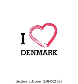 I Love Denmark Europe Country Letter Vector Template