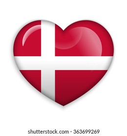  Love Denmark.  Flag Heart Glossy Button
