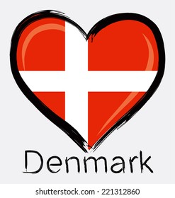 love Denmark grunge flag 