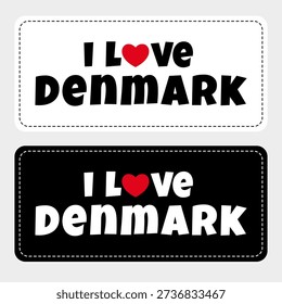 I Love Denmark Sticker Typography Design