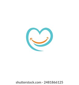 Love Dental Logo Design. Dental Smile Icon