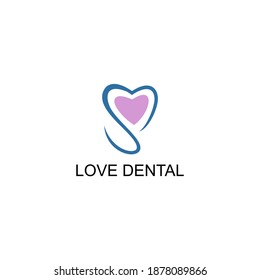 Love Dental Logo with Feminine Concept Vector Design