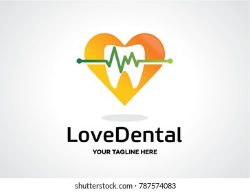 Love Dental Logo Template Design Vector, Emblem, Design Concept, Creative Symbol, Icon