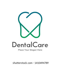 Love dental vector logo template. Tooth with heart symbol. Suitable for care business.