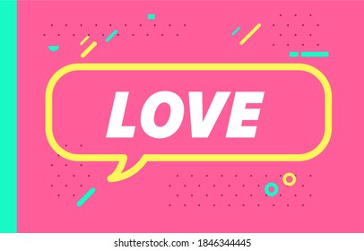 AMOR en banner de diseño. plantilla vectorial para web, impresión, presentación. Banner simple con una frase mínima. Impresión geométrica plana de moda. Decoración creativa de material vectorial.