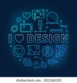 I love design blue vector concept round line symbol or illustration on dark background