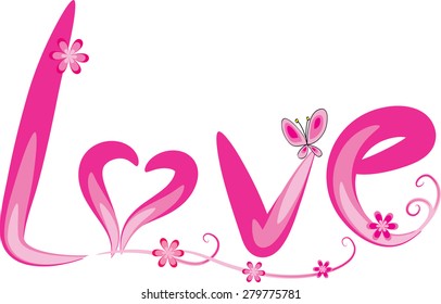 love design with butterfly and flowers