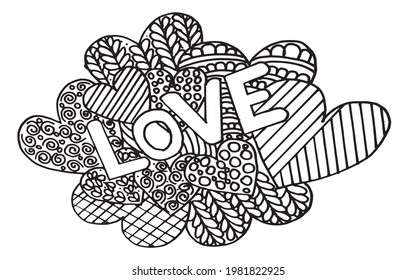 love design coloring page,flower design coloring page