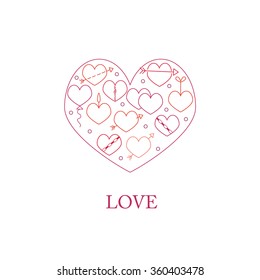 Love design elements arranged in the form of heart.