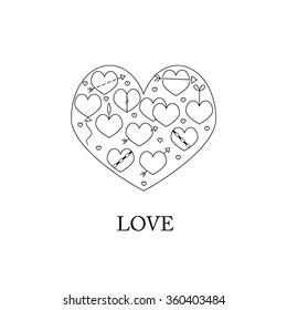 Love design elements arranged in the form of heart.