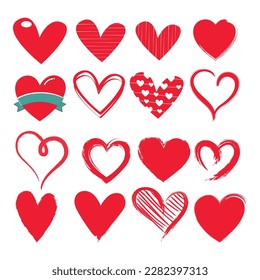 Love design elements red handdrawn heart shapes sketch.