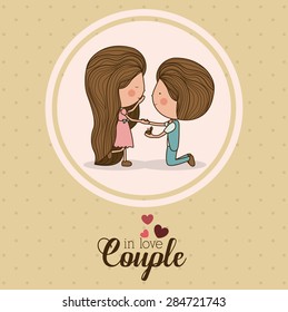 Love design over brown background, vector illustration