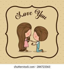 Love design over brown background, vector illustration