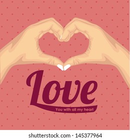 love design over dotted pink background vector illustration