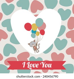 Love design over hearts pattern background, vector illustration.