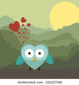 Love design over landscape background, vector illustration