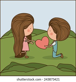 Love design over landscape background, vector illustration.