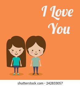 Love design over orange background, vector illustration.
