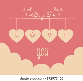 love design over pink   background vector illustration  