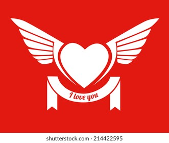Love design over red background, vector illustration