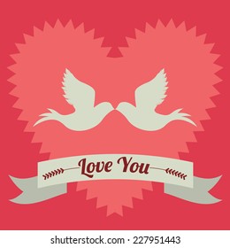 Love design over red background, vector illustration