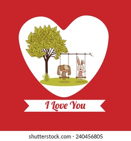 Love design over red background, vector illustration.