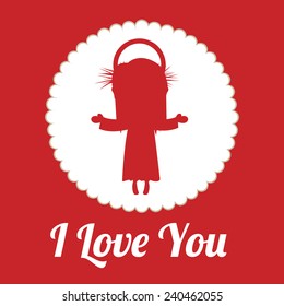 Love design over red background, vector illustration.