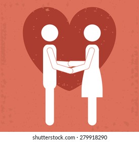 Love design over red background, vector illustration