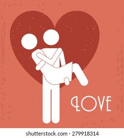 Love design over red background, vector illustration
