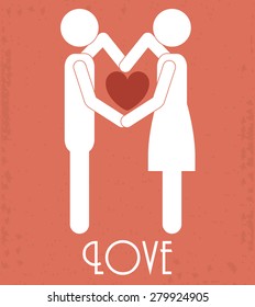 Love design over red background, vector illustration