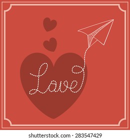 Love design over red background, vector illustration
