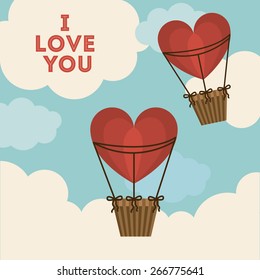 Love design over sky background, vector illustration