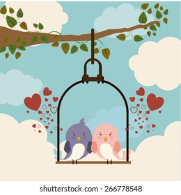 Love design over sky background, vector illustration
