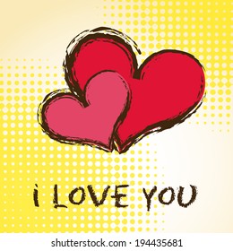 Love design over yellow background, vector illustration