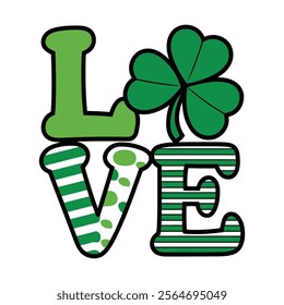 Love Design with Shamrock for St. Patrick's Day	