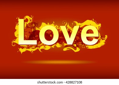 Love design template. Frame of fire on a bright red background. vector